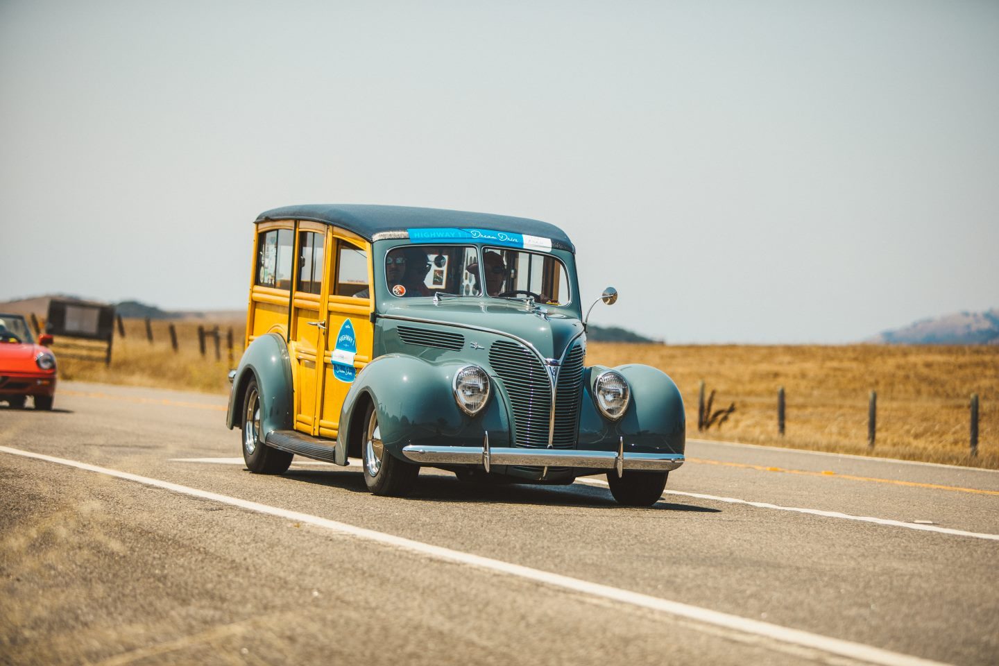 A woody on Highway 1 at the Dream Drive